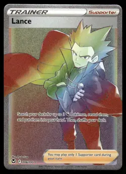 Pokemon Cards Lance 206/195 Silver Tempest Rainbow Rare NM - Image 1