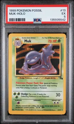 1999 POKEMON FOSSIL #13 MUK-HOLO PSA EX 5 - Image 1