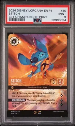 PSA 9 MINT Disney Lorcana Stitch Rock Star Enchanted Promo Championship Prize - Image 1