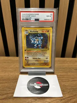 PSA 8 Machamp 8/102 Base Set 1st Edition Pokemon Card MINT - Image 1