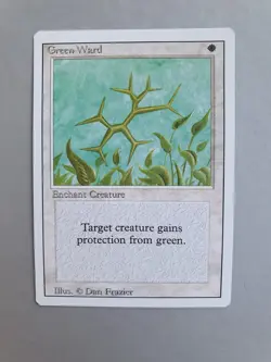 Green Ward , MTG Revised (1994), Uncommon White Enchant Creature NM - Image 1