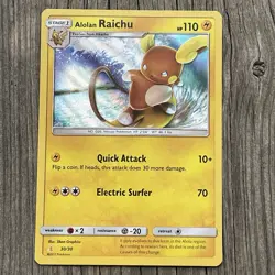 Alolan Raichu 30/30 Holo Alolan Raichu Pokemon LP - Image 1