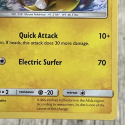 Alolan Raichu 30/30 Holo Alolan Raichu Pokemon LP - Image 5