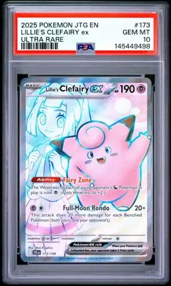 2025 POKEMON JTG EN-JOURNEY TOGETHER ULTRA RARE #173 LILLIE'S CLEFAIRY EX PSA 10 - Image 1