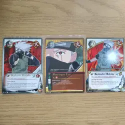 Naruto Bandai TCG CCG Bundle - X3 Kakashi Cards Rare Gold Holo Foil - Image 1