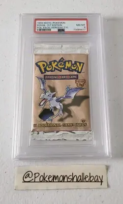 Pokemon Fossil 1st Edition Sealed Booster Pack *PSA 8 - NM-MT* Aerodactyl Art. - Image 1