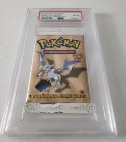 Pokemon Fossil 1st Edition Sealed Booster Pack *PSA 8 - NM-MT* Aerodactyl Art. - Image 2