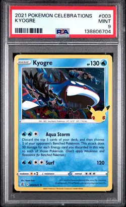 2021 POKEMON CELEBRATIONS #003 KYOGRE PSA 9 - Image 1