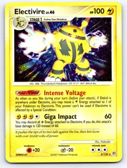 Electivire 3/130 Holo Rare Diamond & Pearl Pokemon Moderately Played - Image 1