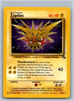 Zapdos 30/62 Rare Fossil Pokemon Near Mint - Image 1