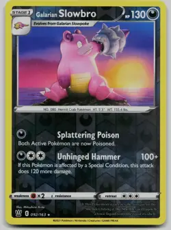 Galarian Slowbro 092/163 Rare Battle Styles Pokemon Reverse Holo Near Mint - Image 1