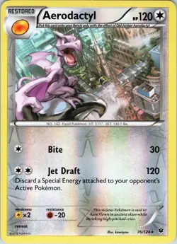 Aerodactyl 76/124 Rare - Pokemon TCG XY: Fates Collide - Reverse Holo (NM) - Image 1