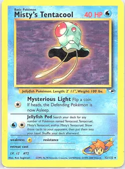 Misty's Tentacool 32/132 Rare Gym Heroes Pokemon Unlimited Heavily Played - Image 1