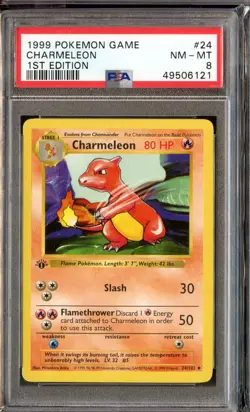 Charmeleon Uncommon 1st Shadowless Base Set 24/102 PSA 8 NM-MT English Pokemon - Image 1