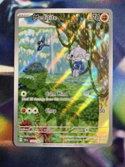 Pokemon TCG Meditite Stellar Crown Holo Illustration Rare Card 153/142 - Image 1