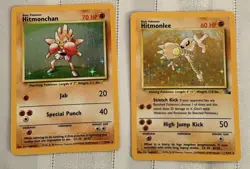 Pokemon 1999 Hitmonchan 7/102 & Hitmonlee 7/62 Holo Rare Lot WotC - Image 1