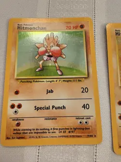 Pokemon 1999 Hitmonchan 7/102 & Hitmonlee 7/62 Holo Rare Lot WotC - Image 3