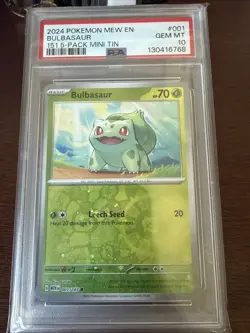 Bulbasaur 2024 Pokemon 151 5-Pack Mini Tin Costco Pack 001/165 PSA 10 - Image 1