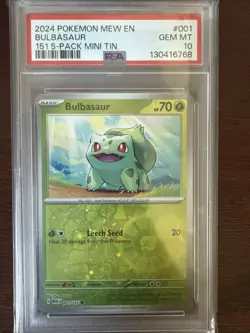 Bulbasaur 2024 Pokemon 151 5-Pack Mini Tin Costco Pack 001/165 PSA 10 - Image 2