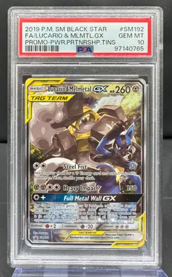 Lucario & Melmetal GX SM192 Holo Sun and Moon Black Star Promo Pokemon PSA 10 - Image 1