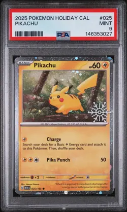 2025 POKEMON HOLIDAY CALENDAR #025 PIKACHU, English PSA 9 - Image 1
