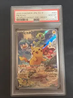 2022 Pokemon JPN. SV-P Pikachu Scarlet/Violet PRE-ORDER #001 PSA GEM 10 - Image 1