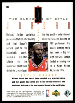 1998-99 Upper Deck The Elements of Style Michael Jordan Chicago Bulls #127 - Image 2