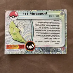 Metapod #11 Pokemon Topps TV Animation Series 1 Rainbow Foil 1st Print - Image 2