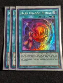 Yugioh - 3x Dark Dragon Ritual DRL2-EN019 1st Super Rare NM - Image 1