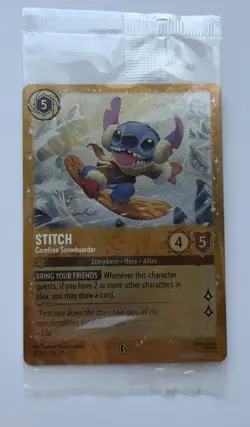 SEALED Stitch Carefree Snowboarder 42/P3 Promo Glimmer Foil NM Disney Lorcana - Image 1