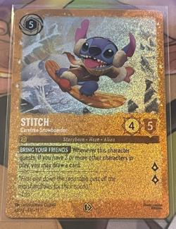 Lorcana Gold Glitter Stitch Carefree Snowboarder P3 HOLO Foil Promo Disney - Image 1