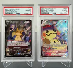 Pokemon TCG PSA 10 GEM MINT Mimikyu V+VMax TG16/TG30 Brilliant Stars sequential - Image 1