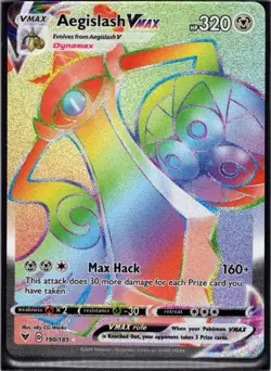 Aegislash VMAX 190/185 Rainbow Rare Vivid Voltage Pokemon Near Mint - Image 1