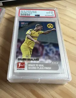 2019 Topps Now Bundesliga Soccer #184 Erling Haaland RC Rookie PSA 10 GEM MINT - Image 1