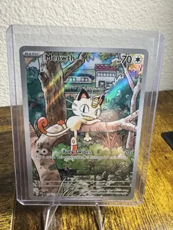 TCG Pokemon Meowth 106/094 Phantasmal Flames IR Illustration English - Image 1