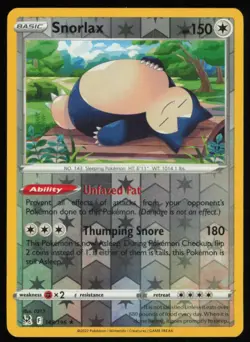2022 Sword & Shield - Lost Origin Snorlax Rare Reverse #149 - Image 1
