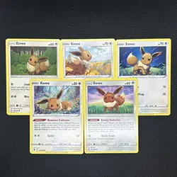 Pokemon TCG Eevee Card Lot (5 Cards) NM - Image 1