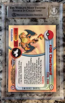 2000 Topps Chrome Pokemon CHARIZARD #6, Tekno Chrome SP Atomic Refractor BGS 4 - Image 3