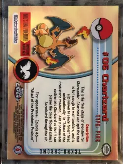 2000 Topps Chrome Pokemon CHARIZARD #6, Tekno Chrome SP Atomic Refractor BGS 4 - Image 4