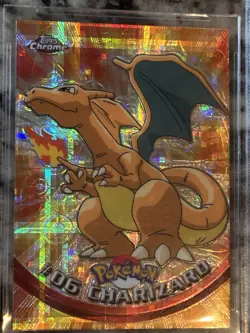 2000 Topps Chrome Pokemon CHARIZARD #6, Tekno Chrome SP Atomic Refractor BGS 4 - Image 5