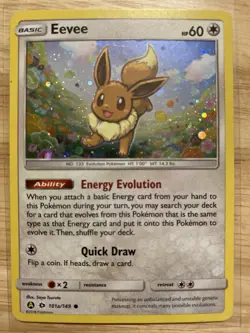 Pokemon Eevee TCG Sun and Moon Base Set Holo Card 101/149 Cosmos Swirl Rare - Image 1