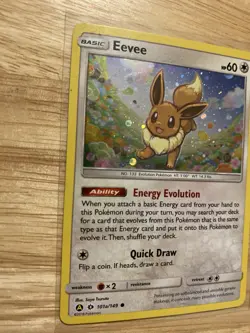 Pokemon Eevee TCG Sun and Moon Base Set Holo Card 101/149 Cosmos Swirl Rare - Image 3