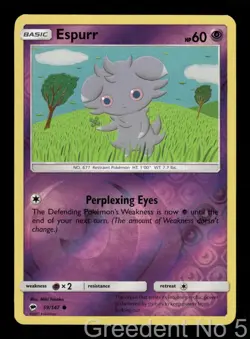 Espurr 59/147 Common Burning Shadows Pokemon Reverse Holo Near Mint - Image 1