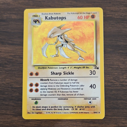 WotC Pokemon TCG Kabutops 9/62 Fossil Rare Unlimited 1999 60 HP - Image 1