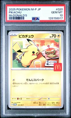 2025 POKEMON JAPANESE M-P PROMO MCDONALD'S #020 PIKACHU PSA 10 - Image 1