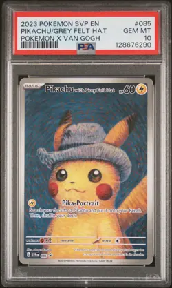 2023 POKEMON SVP EN-SV BLACK STAR PROMO #085 PIKACHU WITH GREY FELT HAT PSA 10 - Image 1