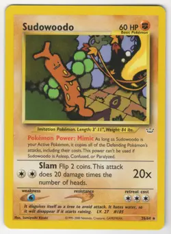 Sudowoodo 26/64 NM Non Holo Pokemon Card HQ Scan - Image 1