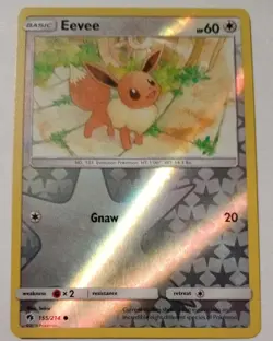 POKEMON CARD EEVEE 155/214 REVERSE HOLO CARD GOOD CONDITION 2018 - Image 1