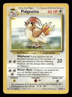 Pidgeotto 22/102 Base Set Unlimited LP Pokemon - Image 1