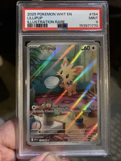 PSA 9 - Pokemon Card - Lillipup 154/086 - White Flare Holo Illustration Rare - Image 1